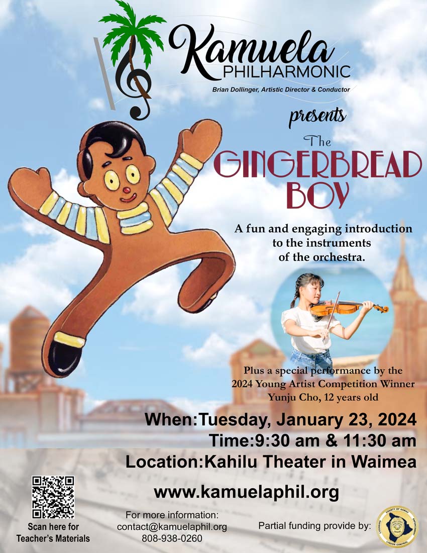 Poster for the Children's Concert at Kahilu Theatre on January 23, 2024